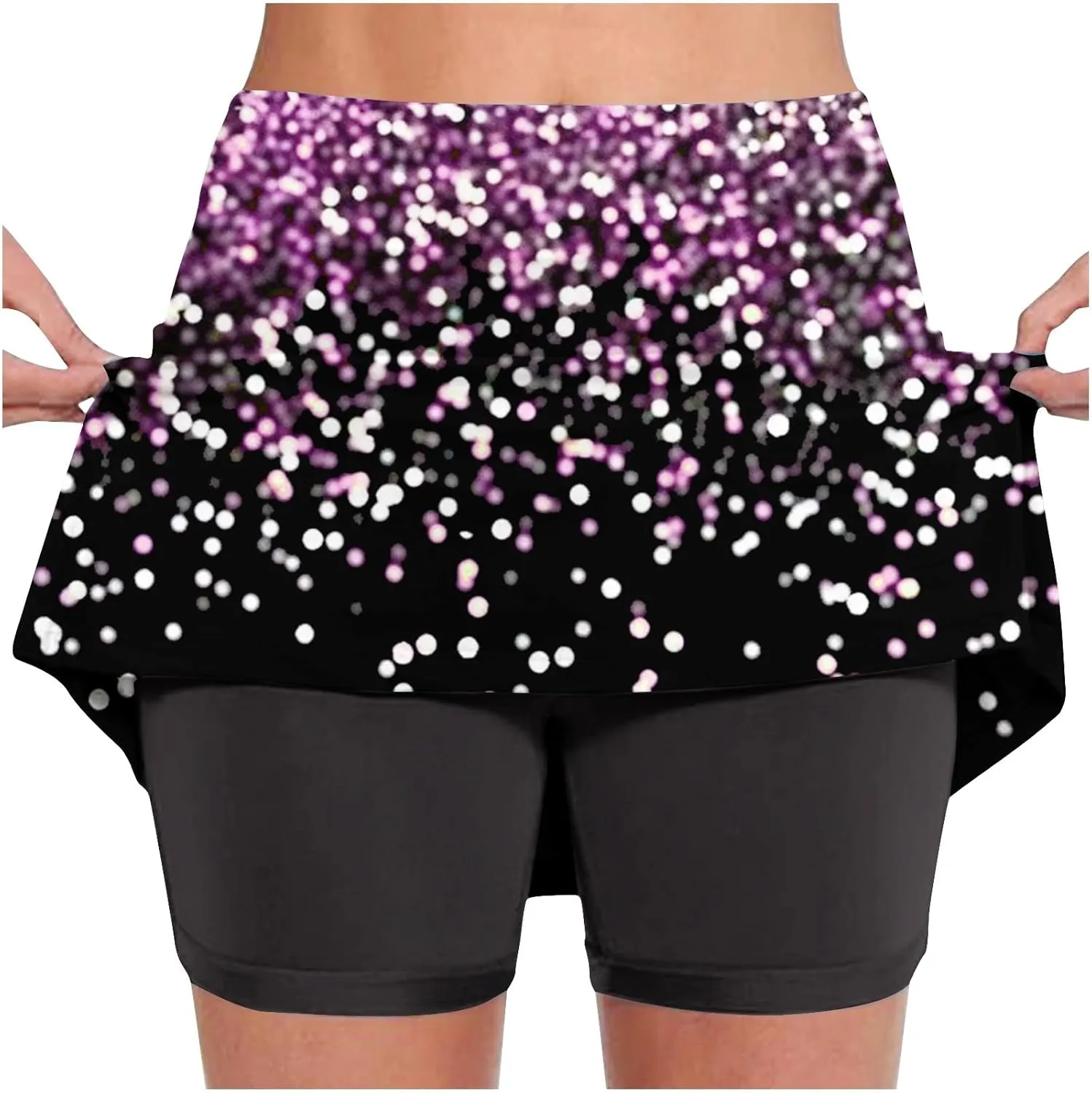 DDAPJ pyju Women's Active Skort Summer Cute Floral Print Tennis Skirt with Shorts Running Golf Workout Skort for Ladies