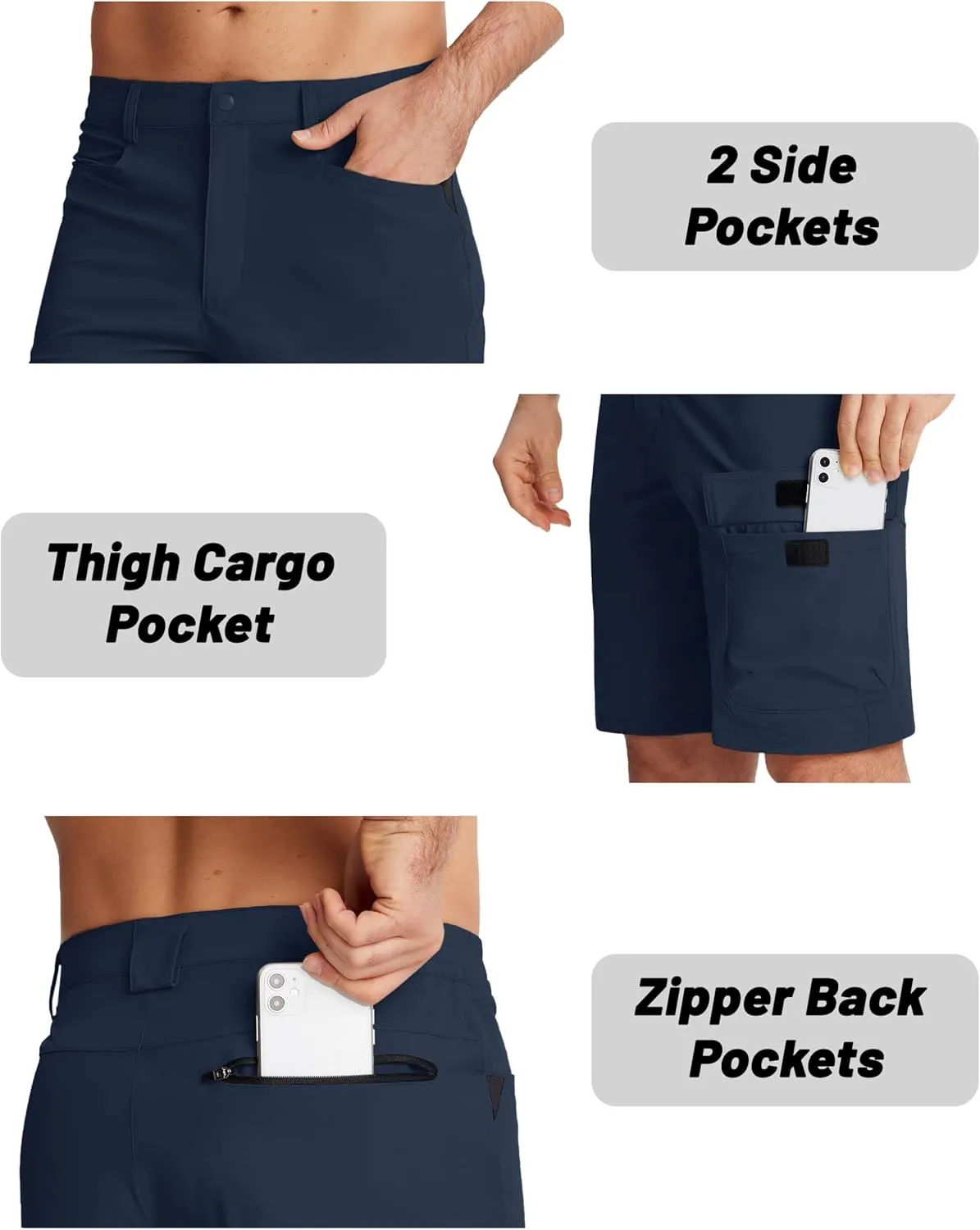 EKLENTSON Mens Outdoor Hiking Shorts Lightweight Quick Dry Casual Cargo Shorts Water Resistant with Pockets 10" Inseam