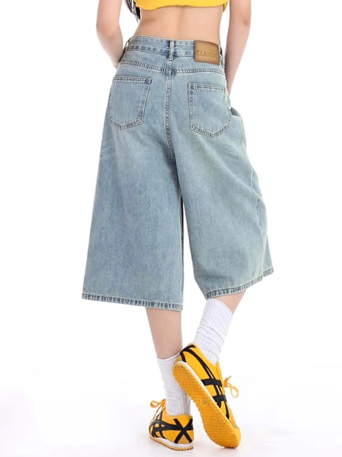 EMMIOL Womens Jorts Jean Baggy Shorts Casual 2025 Summer Trendy Wide Leg Long Denim Shorts Y2K Streetwear
