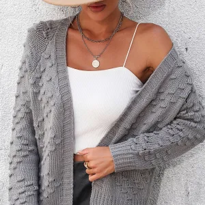 Fashion Three-Dimensional Pattern Knitted Cardigan Jacket Wholesale Womens Clothing