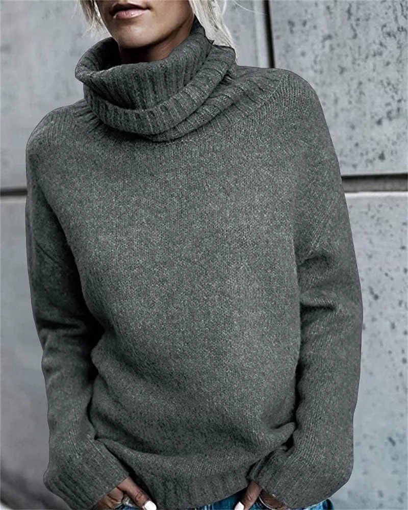 FISACE Womens Oversized Turtleneck Pullover Sweater Cable Knit Long Sleeve Sweater Tops