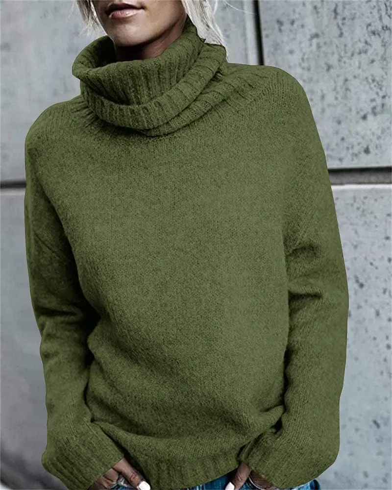 FISACE Womens Oversized Turtleneck Pullover Sweater Cable Knit Long Sleeve Sweater Tops
