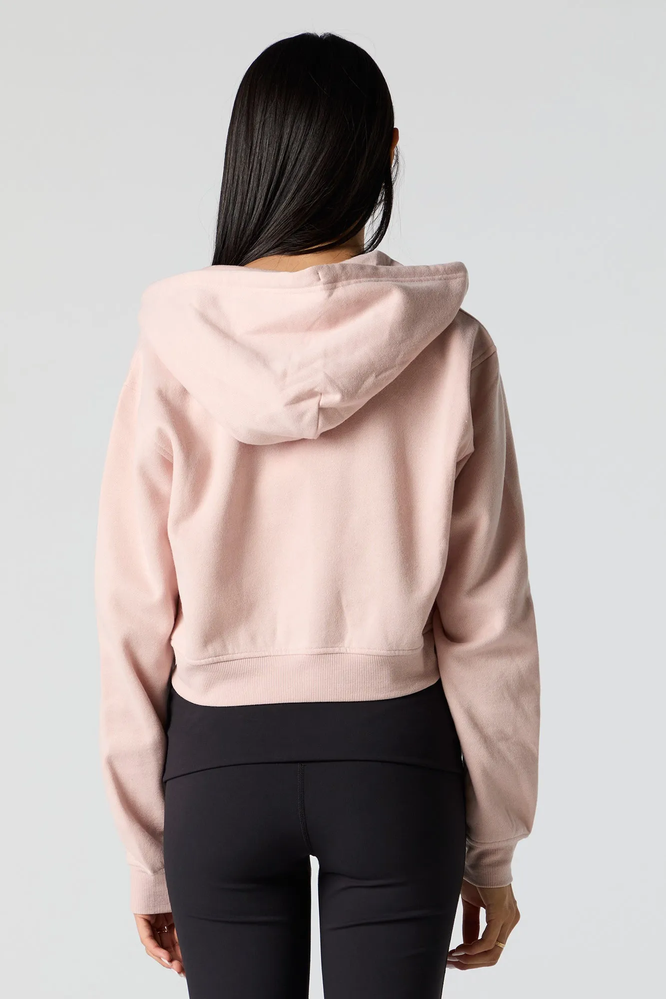 Fleece Cropped Zip-Up Hoodie