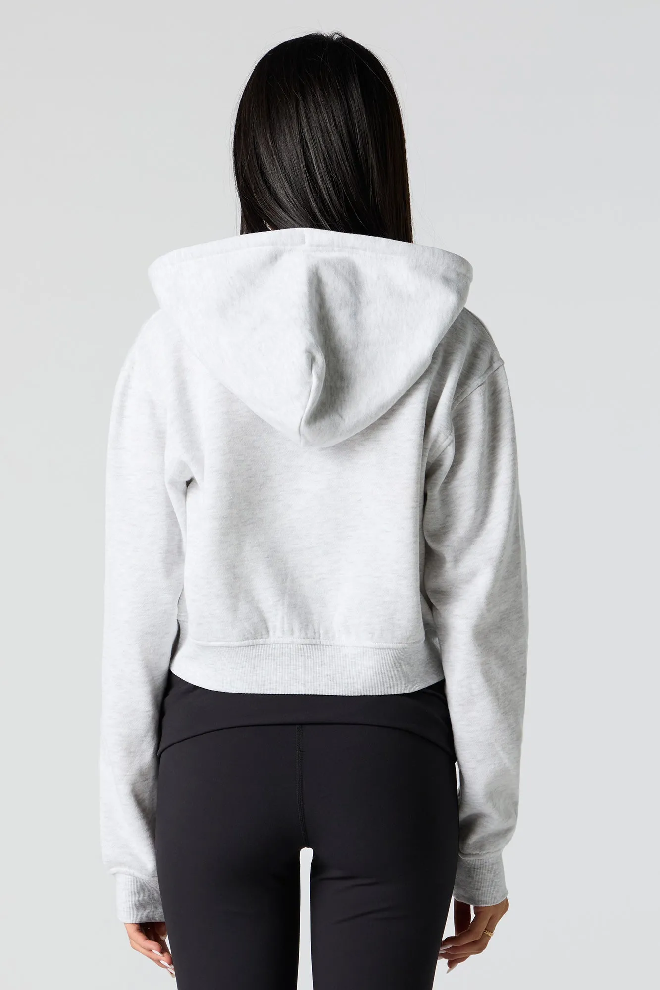 Fleece Cropped Zip-Up Hoodie