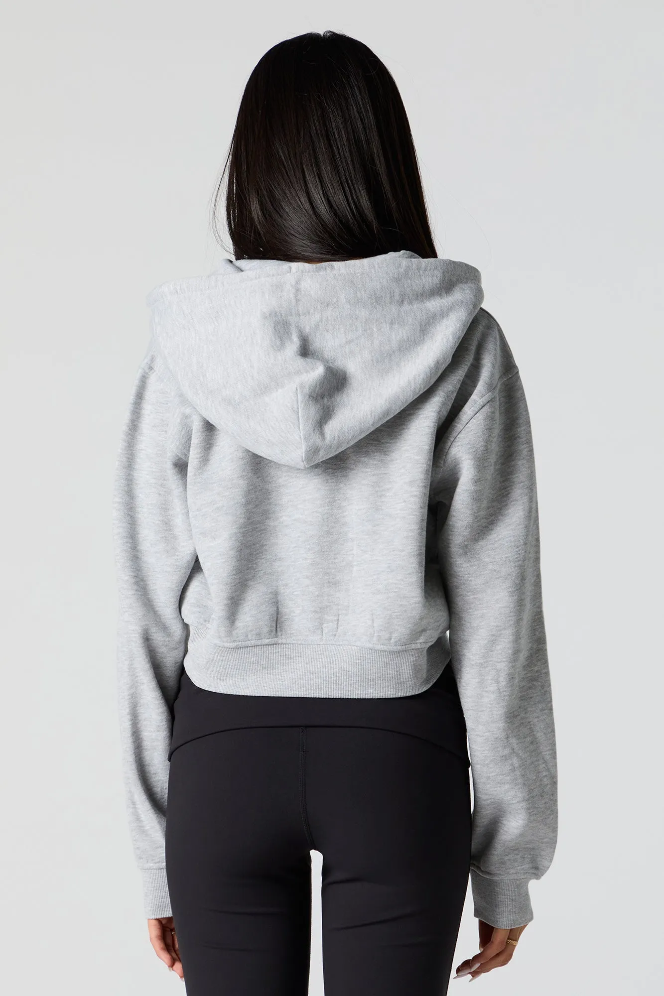 Fleece Cropped Zip-Up Hoodie