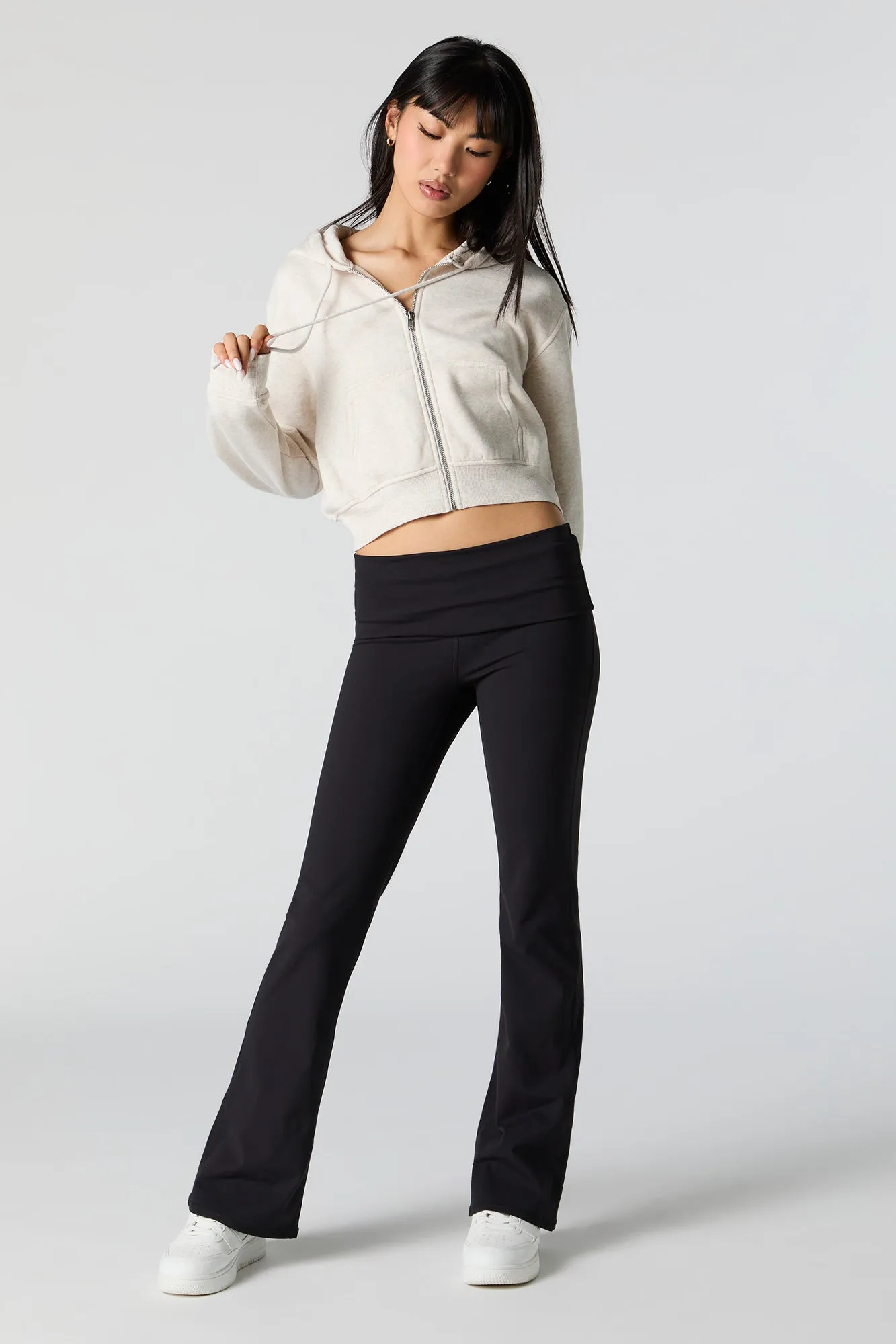 Fleece Cropped Zip-Up Hoodie