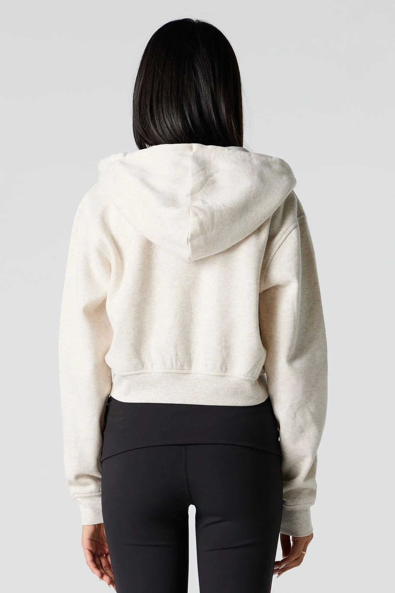 Fleece Cropped Zip-Up Hoodie