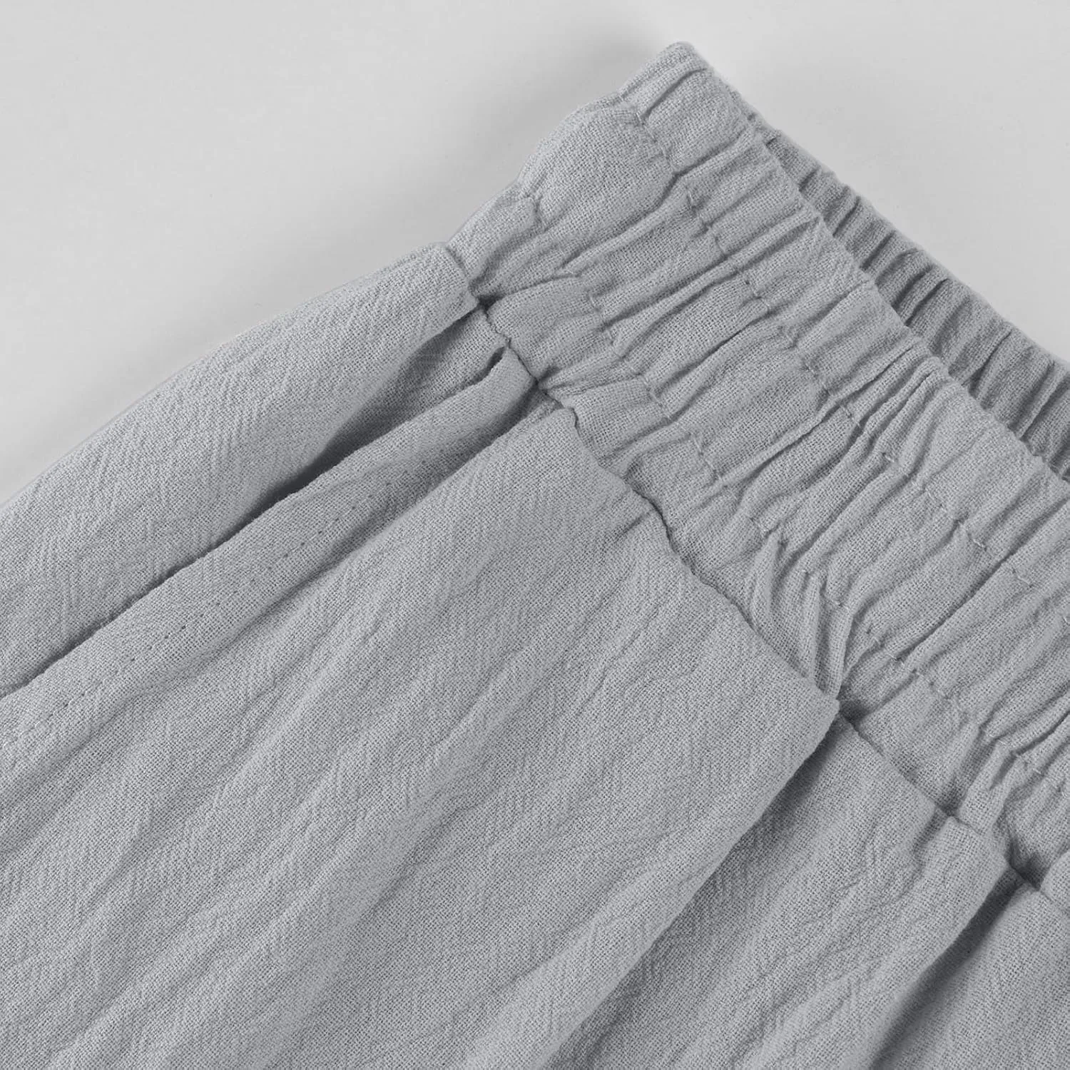 FlekmanArt Linen Pants Women Summer,Wide Leg Casual Cotton Linen Pants High Waisted Drawstring Lounge Pants Beach Trousers