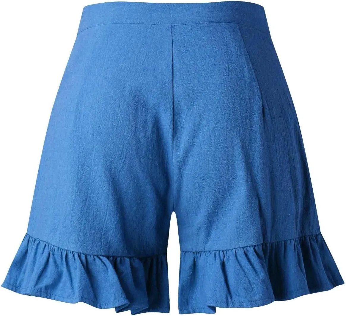 Flowy Shorts for Womens Lightweight Soft Casual Boho Floral Skorts Ruffle Skirts Running Tennis Butterfly Dressy