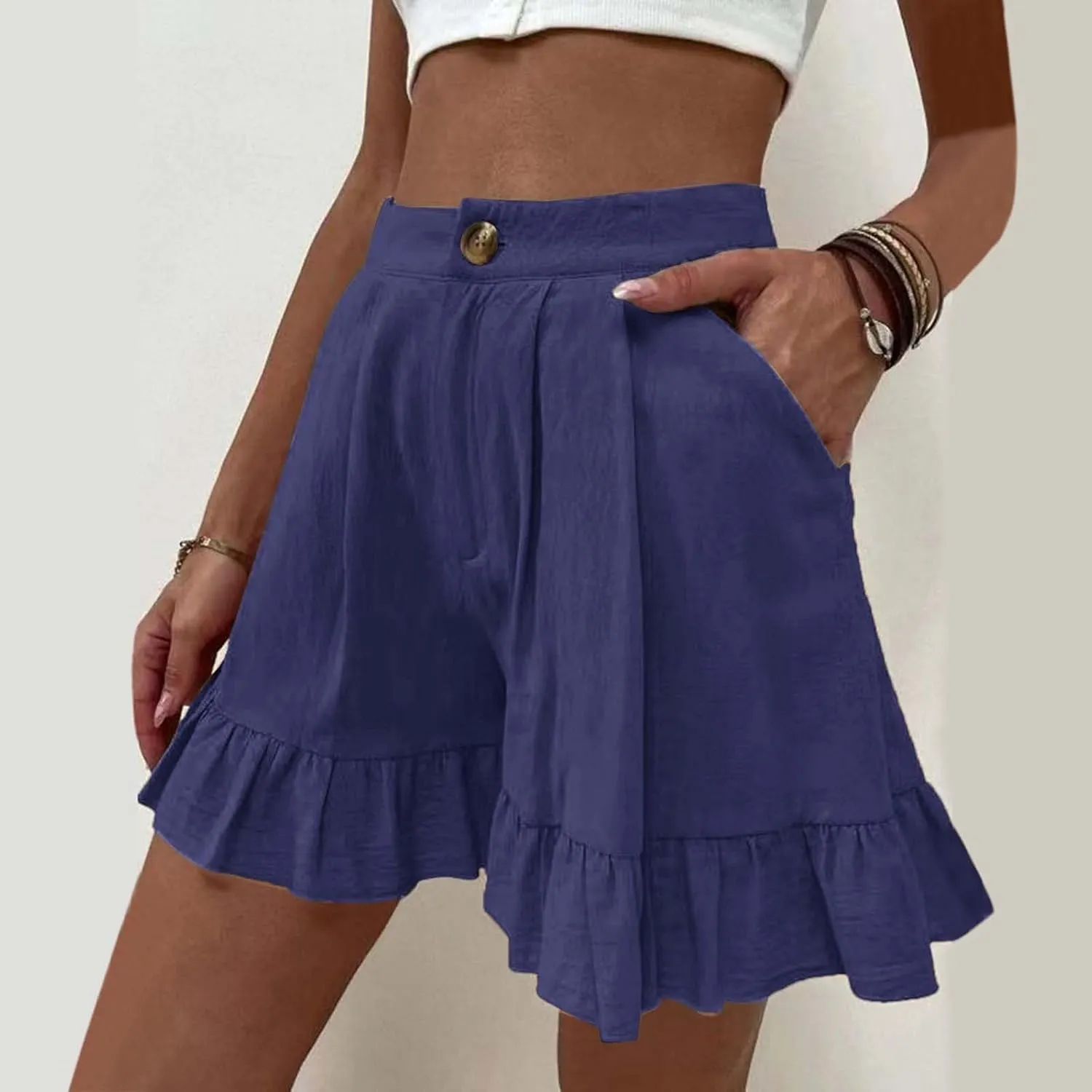 Flowy Shorts for Womens Lightweight Soft Casual Boho Floral Skorts Ruffle Skirts Running Tennis Butterfly Dressy