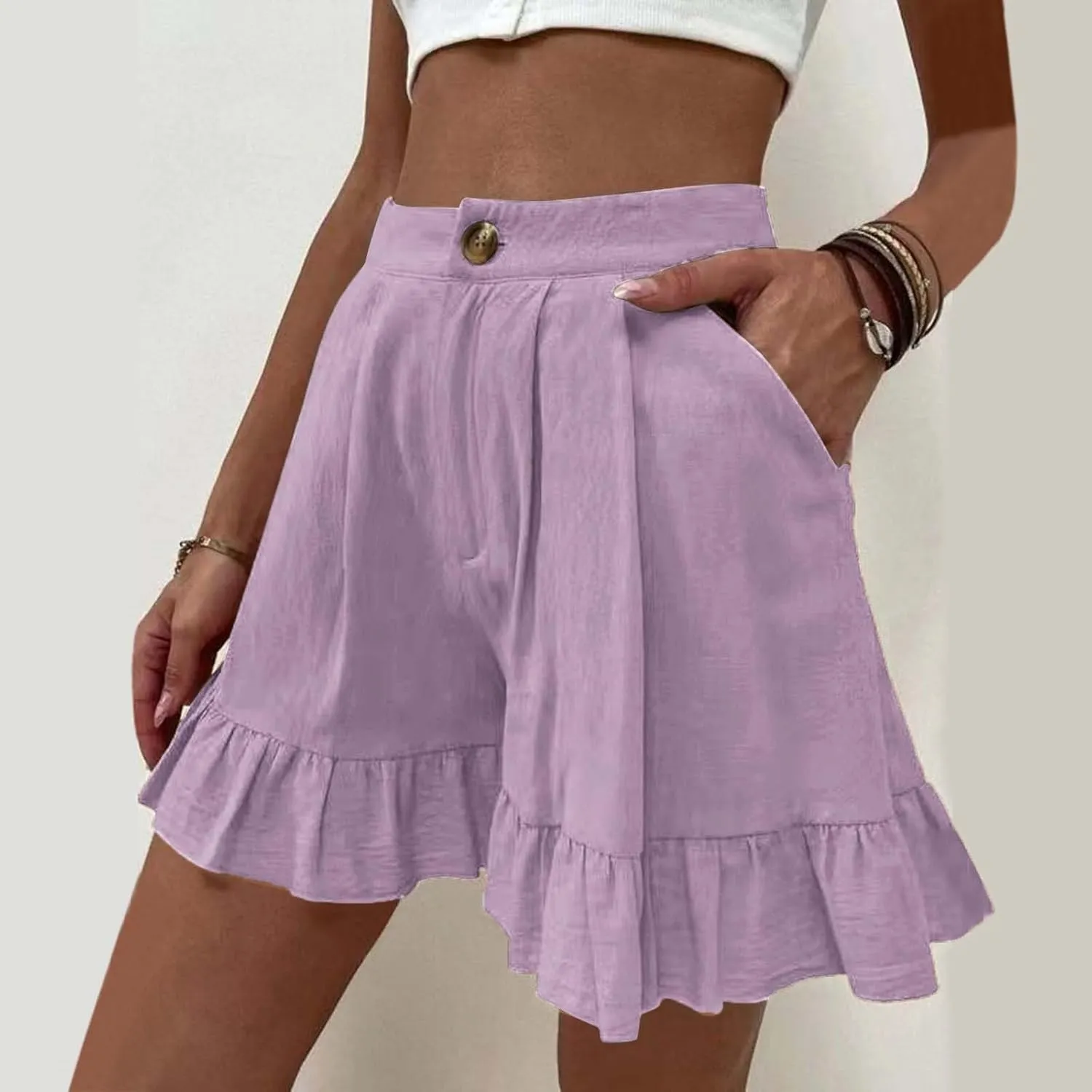 Flowy Shorts for Womens Lightweight Soft Casual Boho Floral Skorts Ruffle Skirts Running Tennis Butterfly Dressy