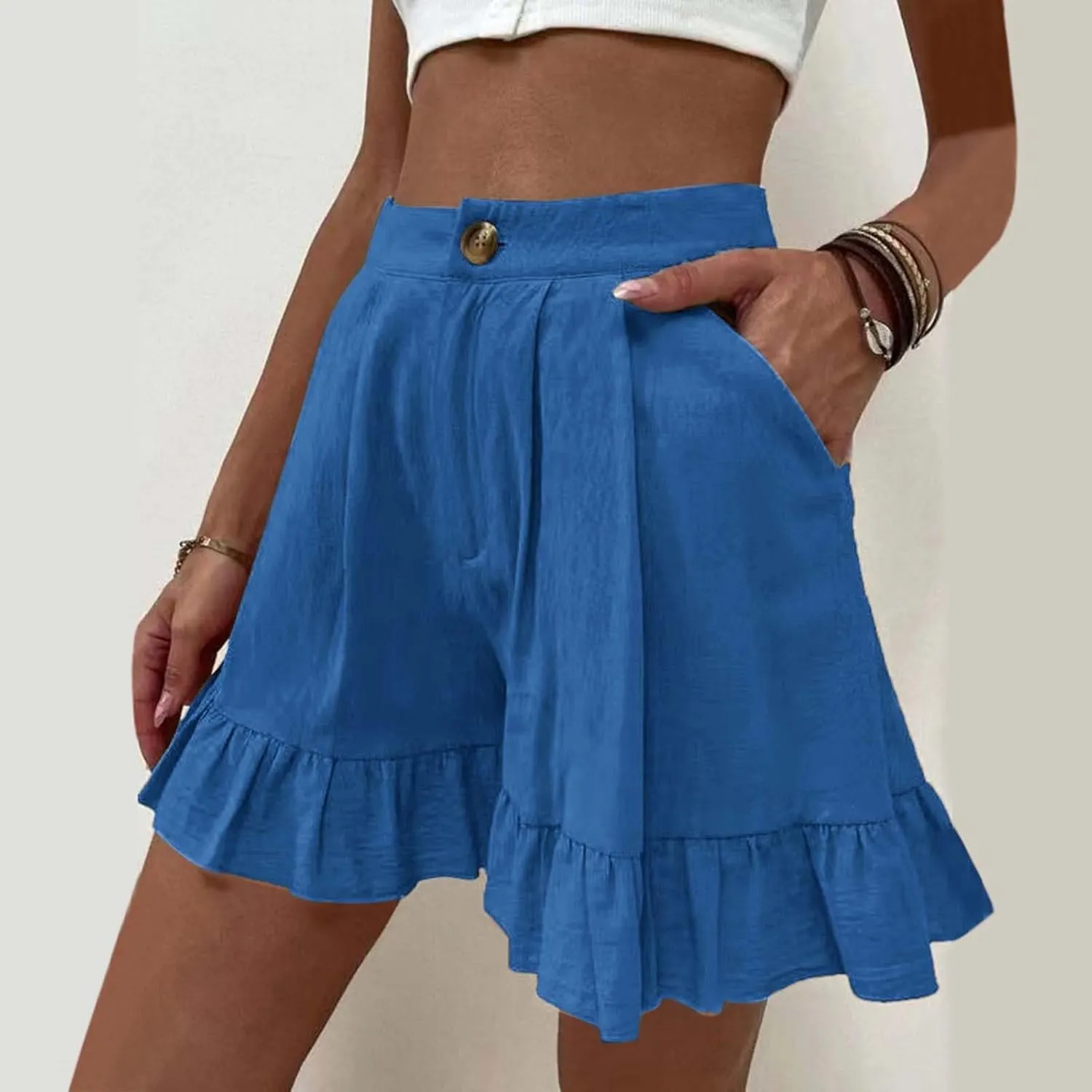 Flowy Shorts for Womens Lightweight Soft Casual Boho Floral Skorts Ruffle Skirts Running Tennis Butterfly Dressy