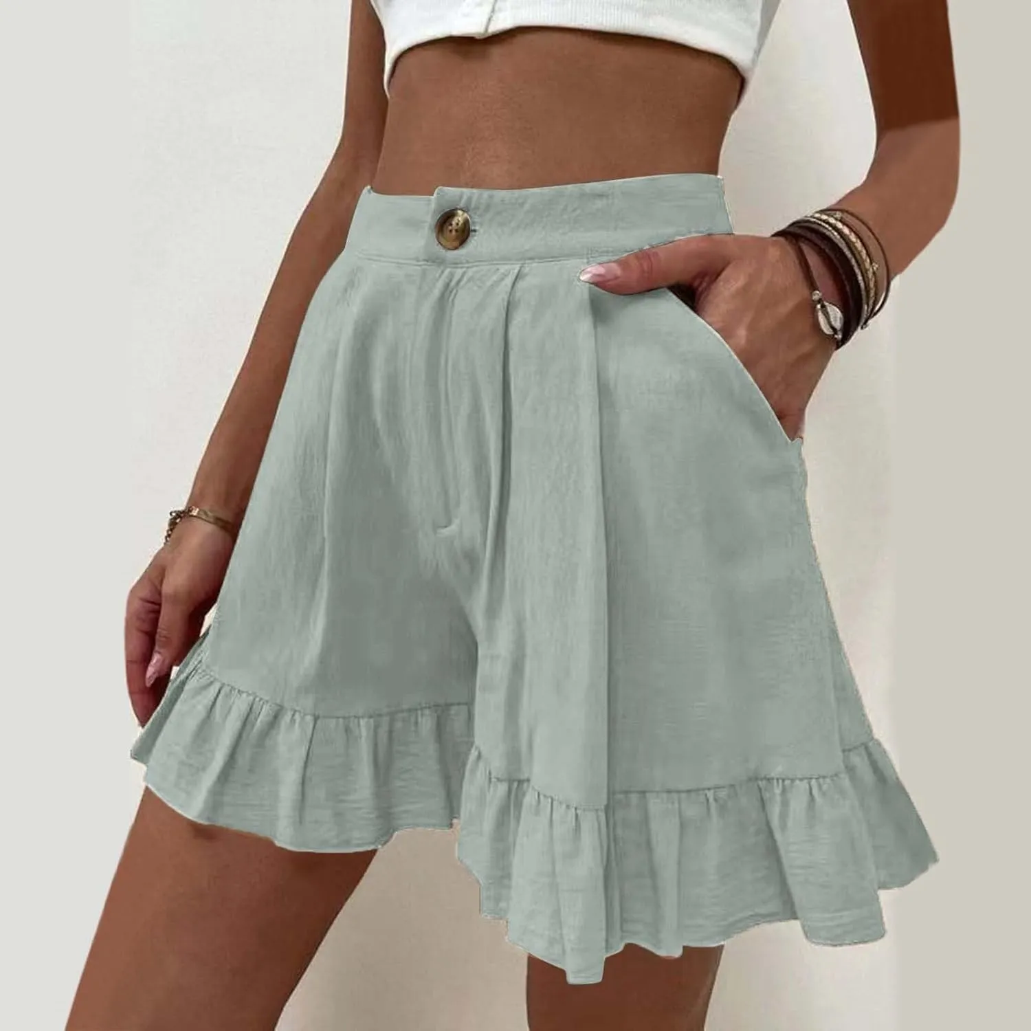 Flowy Shorts for Womens Lightweight Soft Casual Boho Floral Skorts Ruffle Skirts Running Tennis Butterfly Dressy