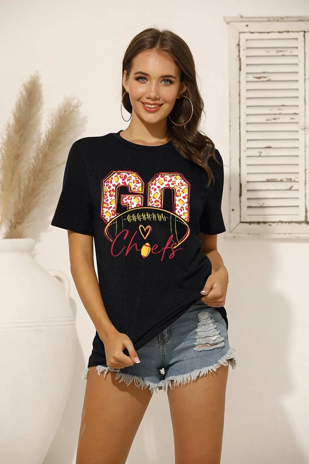 Football Shirts for Women Game Day Tshirt Vintage Leopard Soccer Splatter Graphic Tee Team Fan Gifts Tops