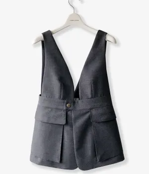 FUMIKA_UCHIDA/WOOL SUITING BRALETTE TOP(TOP CHARCOAL)