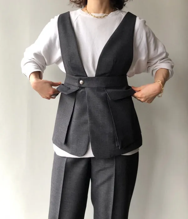 FUMIKA_UCHIDA/WOOL SUITING BRALETTE TOP(TOP CHARCOAL)