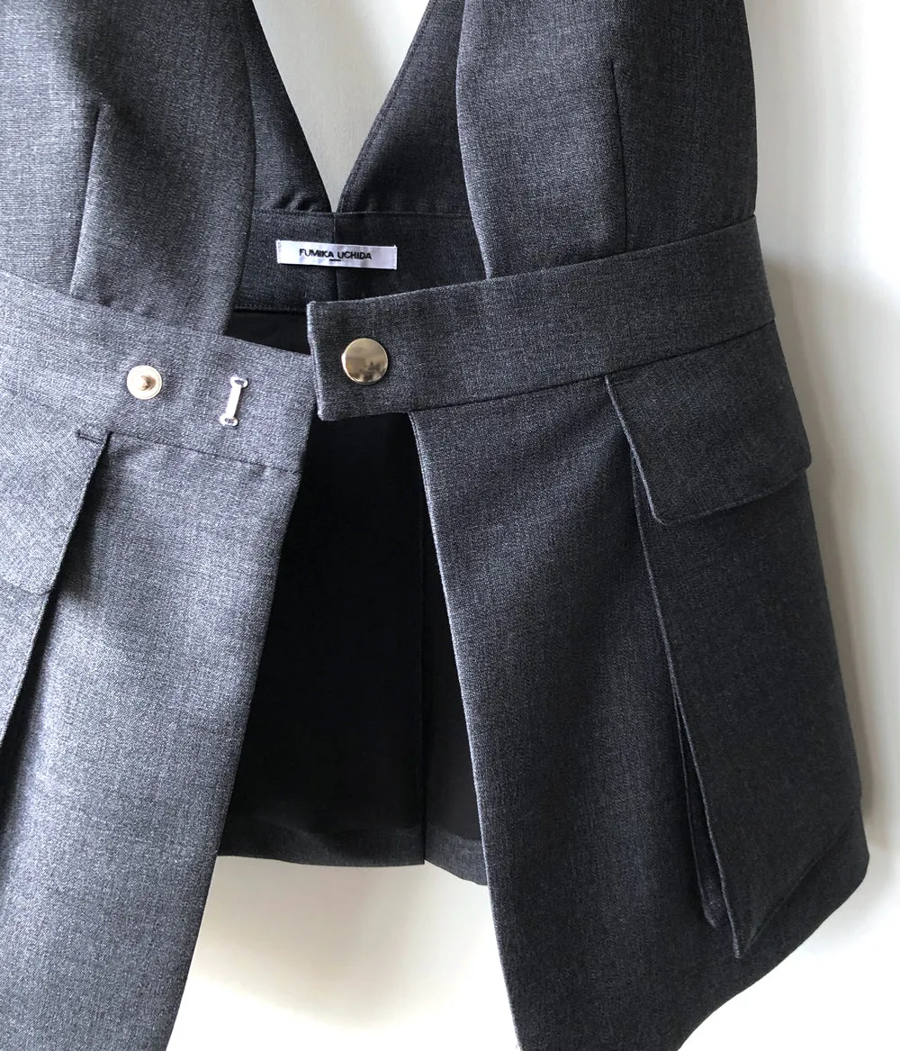 FUMIKA_UCHIDA/WOOL SUITING BRALETTE TOP(TOP CHARCOAL)