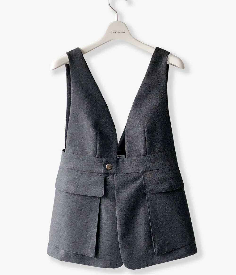 FUMIKA_UCHIDA/WOOL SUITING BRALETTE TOP(TOP CHARCOAL)