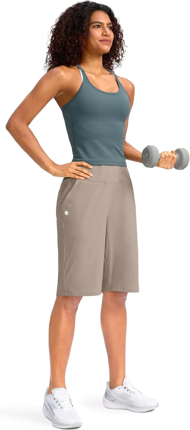 G Gradual Women's 12" Bermuda Long Shorts with Pockets High Waisted Stretch Knee Length Shorts for Women Summer Walking