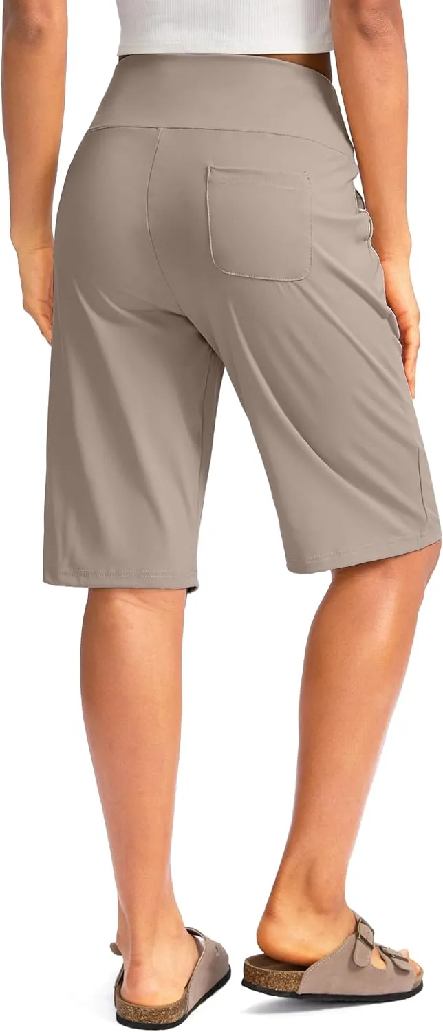 G Gradual Women's 12" Bermuda Long Shorts with Pockets High Waisted Stretch Knee Length Shorts for Women Summer Walking