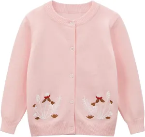 Girls' Cardigan Toddler Long Sleeve Sweater School Uniforms Sweater Button Up Knit Jacket Outwear