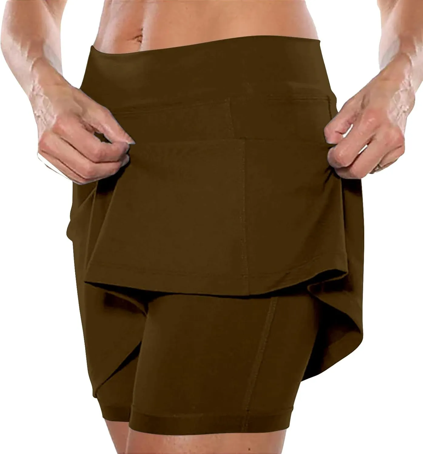 Golf Skirts for Women 18 inch Short Black Short Skirt for Women with Slit Volleyball Spandex Shorts Women high Waisted