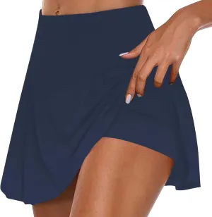 HGps8w Women's Tennis Skirt with Built-in Shorts Stretchy High Waisted Flowy Athletic Golf Skorts Skirts for Sports Running
