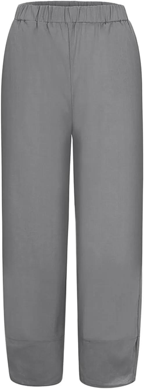 high Waisted Khaki Pants for Women Skirt with Shorts Underneath Casual Pants for Women Low Waist Pantalones de mezclilla para Mujer Summer Frayed Elegant Boho Linen Pants Women Plus