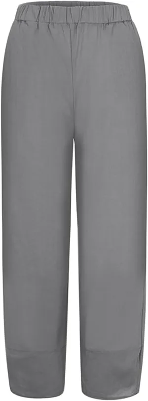 high Waisted Khaki Pants for Women Skirt with Shorts Underneath Casual Pants for Women Low Waist Pantalones de mezclilla para Mujer Summer Frayed Elegant Boho Linen Pants Women Plus