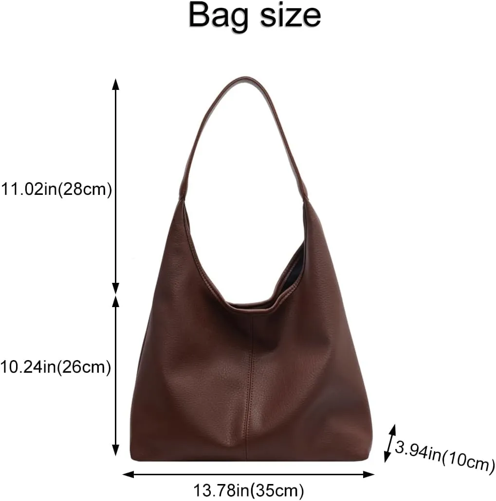 Hobo Bags for Women Slouchy Tote Bag Soft Casual PU Leather Shoulder Purses 2pcs Work Everyday Handbags