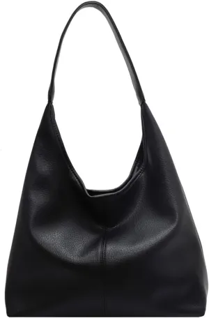 Hobo Bags for Women Slouchy Tote Bag Soft Casual PU Leather Shoulder Purses 2pcs Work Everyday Handbags
