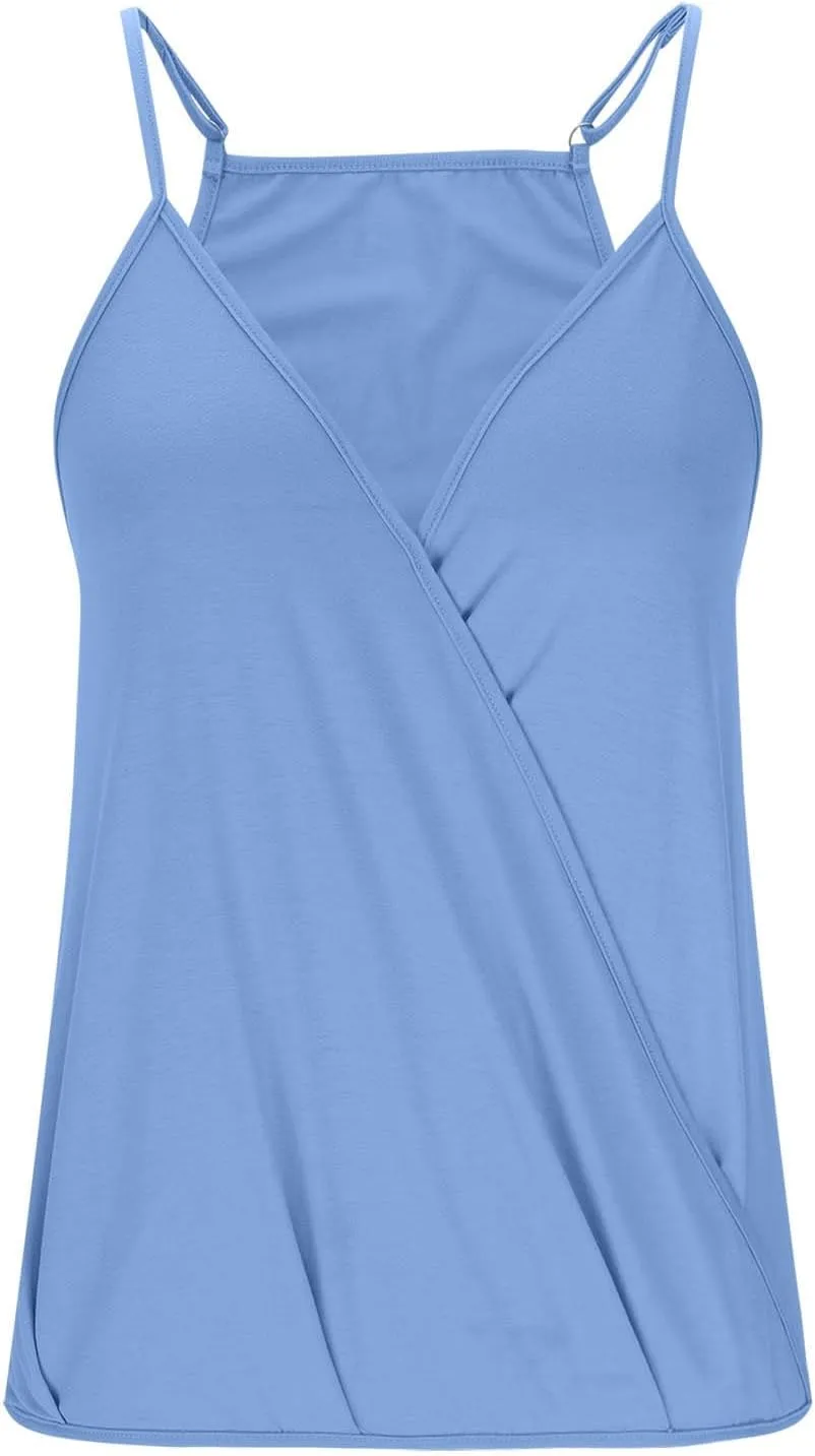 Hollow Out Wrap Sleeveless Camisole for Women Summer Vacation Loose Tank Top Sleeveless Shirt Casual Vest Tank Tops