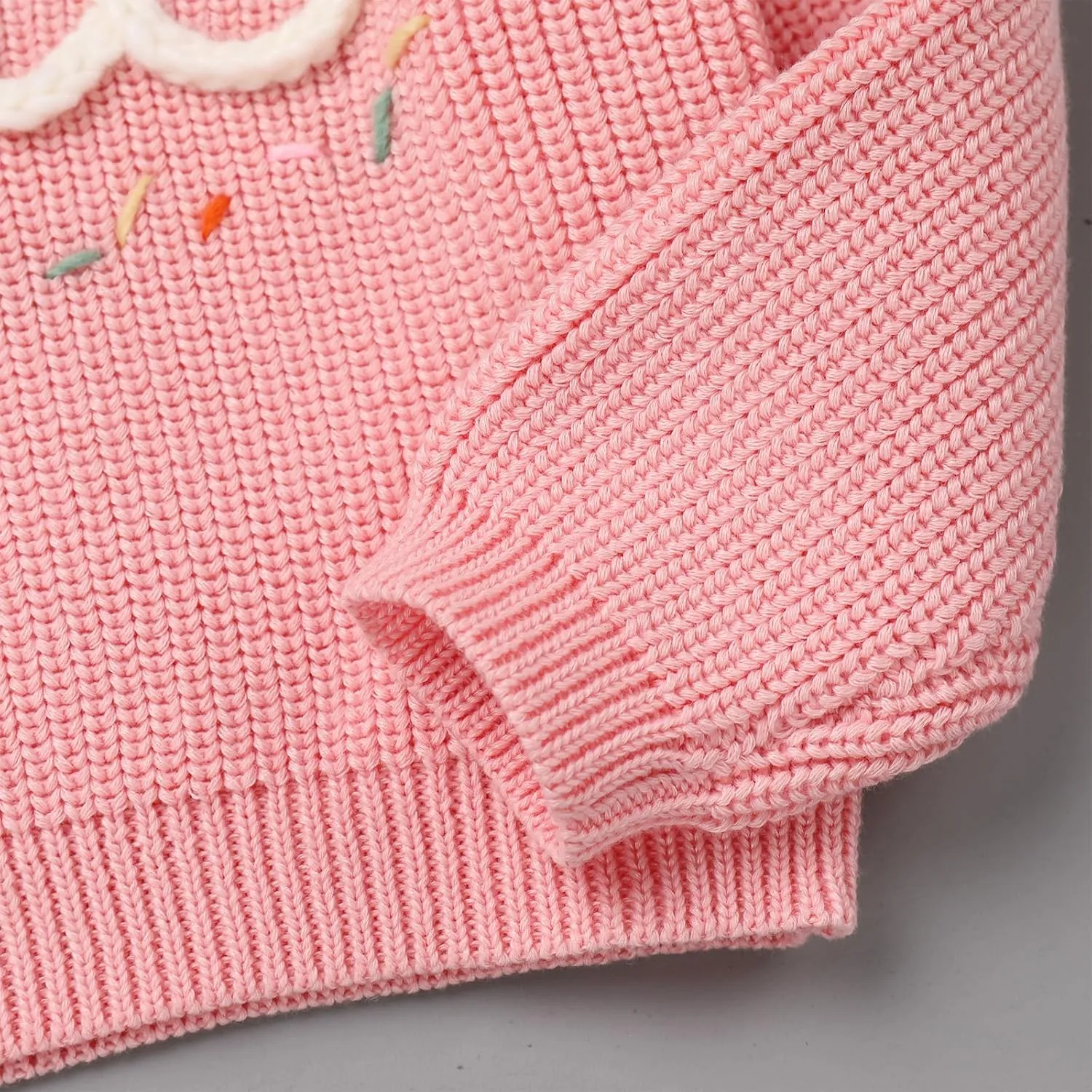 IDOPIP Toddler Baby Girls First Birthday Outfit Boho Embroidery One Sweater Top Knit Pullover Sweatshirt Fall Winter Clothes