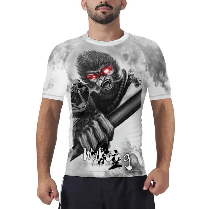 Inferno Gaze Monkey King Men's Short Sleeve Rash Guard