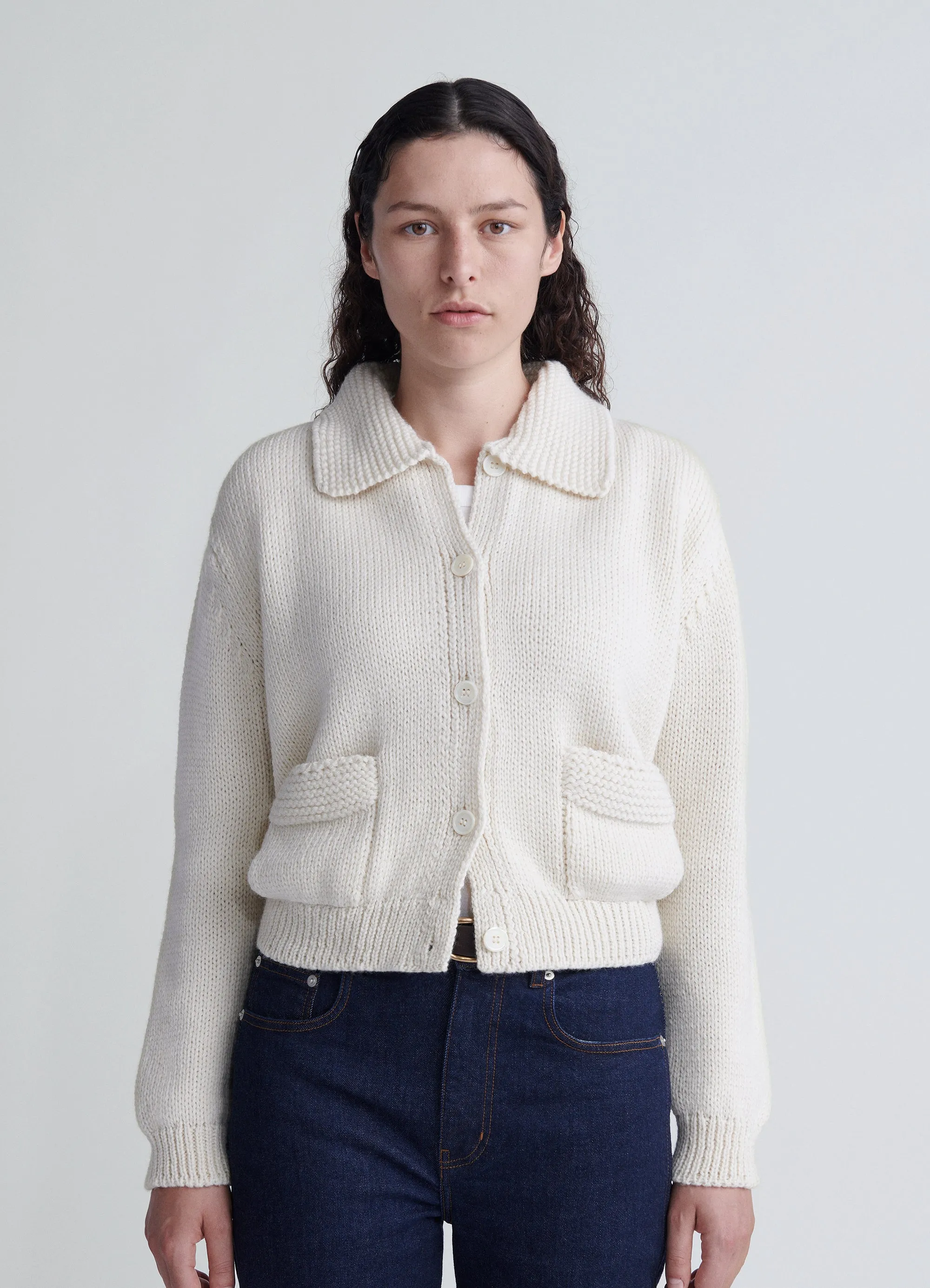 Inish Collared Pocket Jacket in Ecru