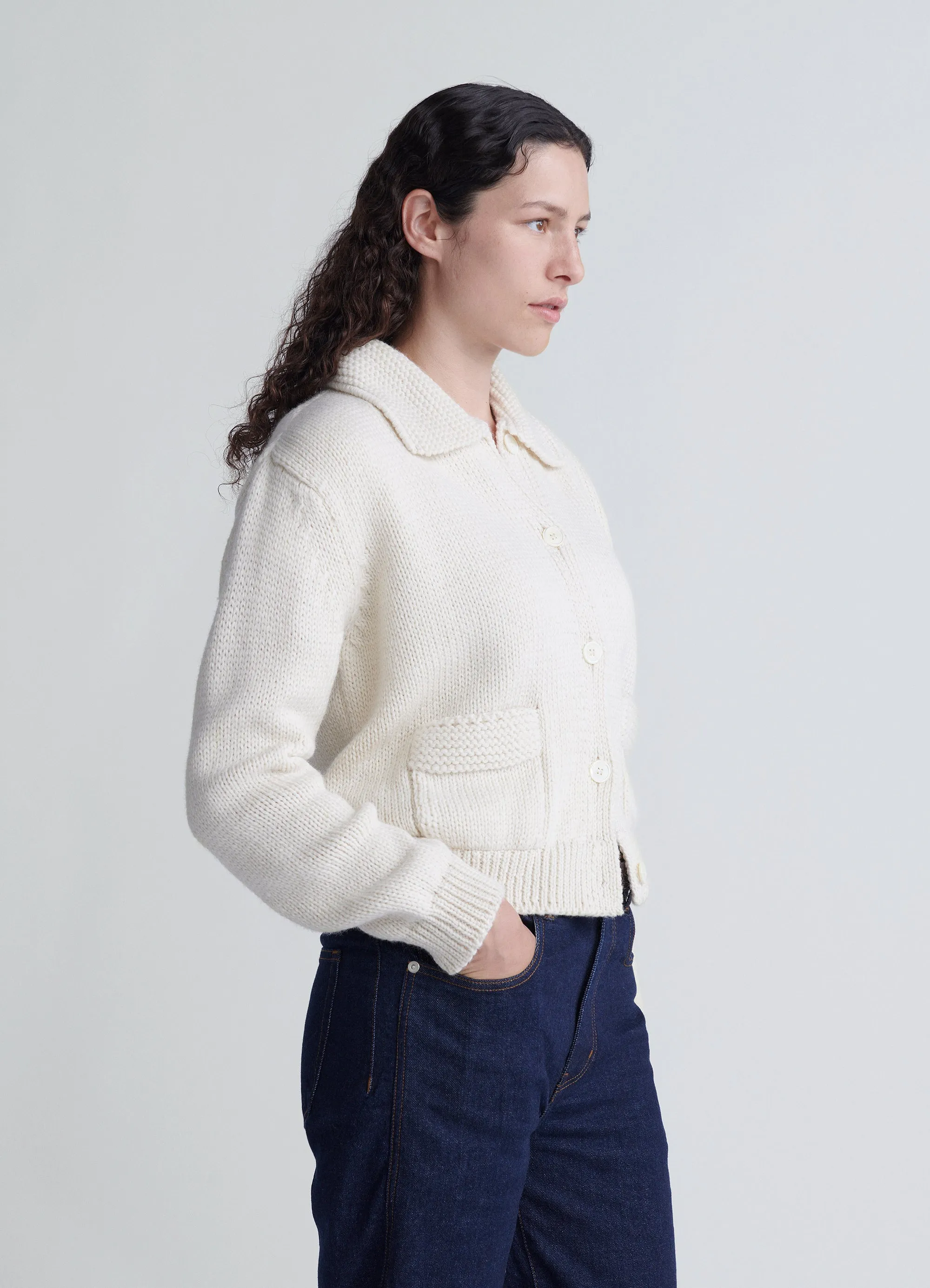 Inish Collared Pocket Jacket in Ecru