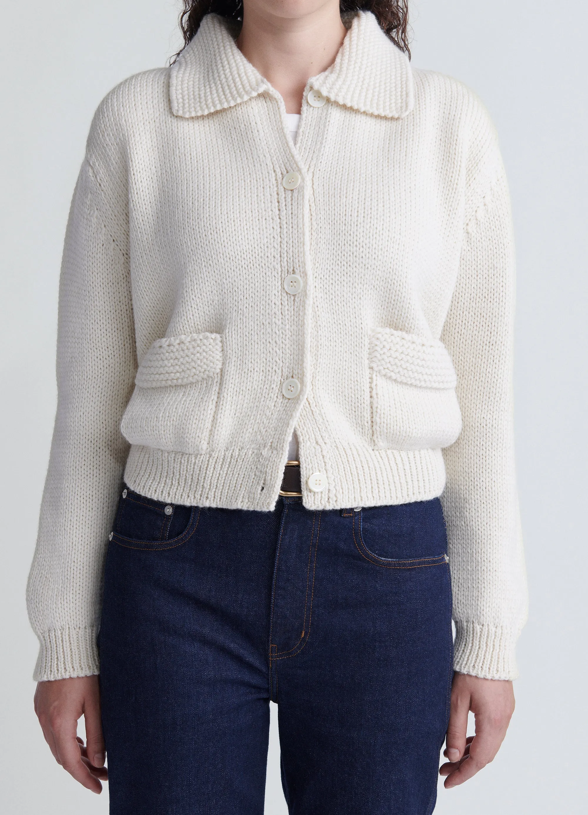 Inish Collared Pocket Jacket in Ecru