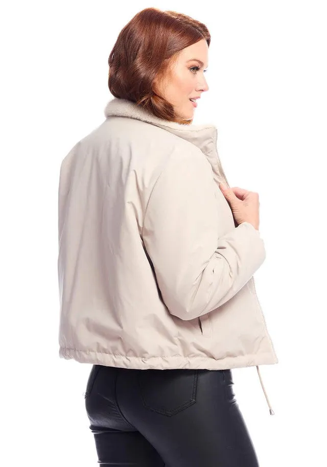 Insta Reversible Faux Fur Zip Jacket - Ivory