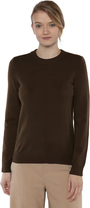 JENNIE LIU Women's 100% Pure Cashmere Long Sleeve Crew Neck Sweater