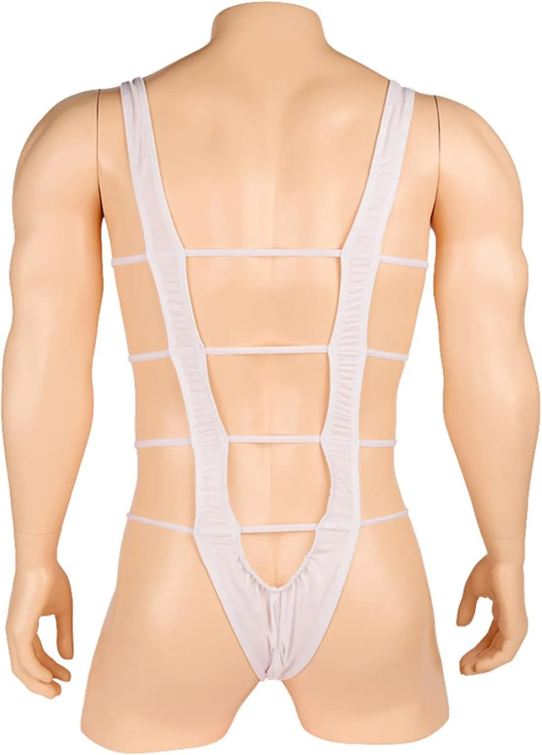 JEShifangjiusu Men's Sexy Bodysuit Thong Jockstrap Stretch Bulge Pouch Brief Underwear V Sling Suspender Mankini Swimsuit