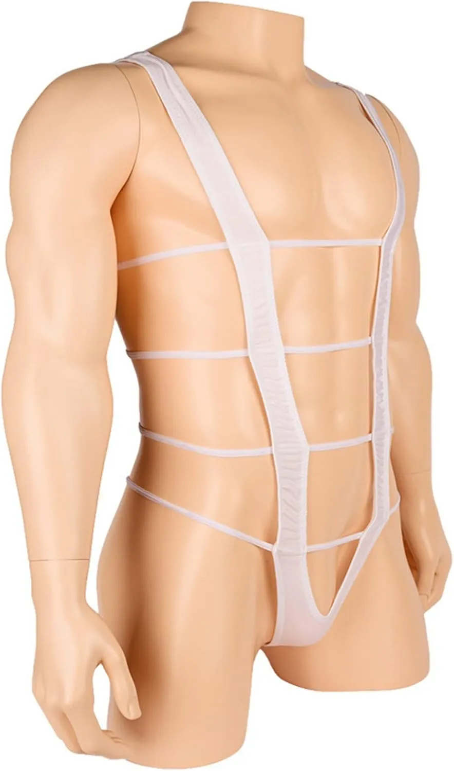 JEShifangjiusu Men's Sexy Bodysuit Thong Jockstrap Stretch Bulge Pouch Brief Underwear V Sling Suspender Mankini Swimsuit