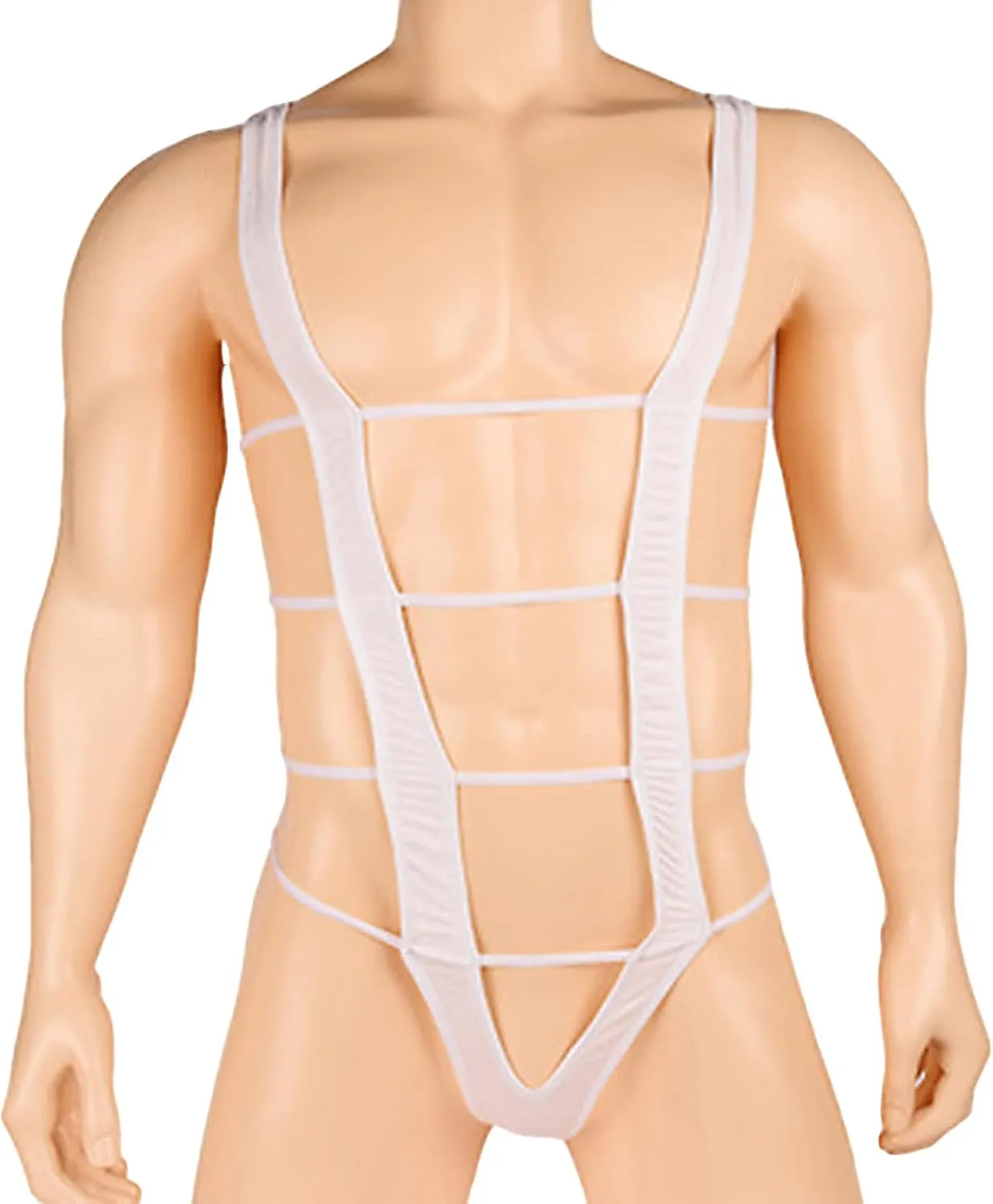 JEShifangjiusu Men's Sexy Bodysuit Thong Jockstrap Stretch Bulge Pouch Brief Underwear V Sling Suspender Mankini Swimsuit