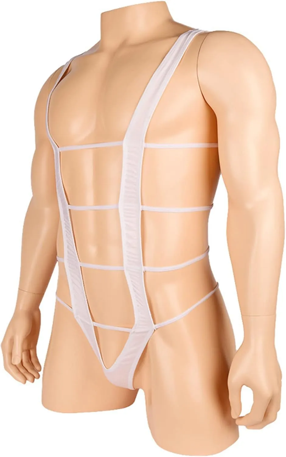 JEShifangjiusu Men's Sexy Bodysuit Thong Jockstrap Stretch Bulge Pouch Brief Underwear V Sling Suspender Mankini Swimsuit