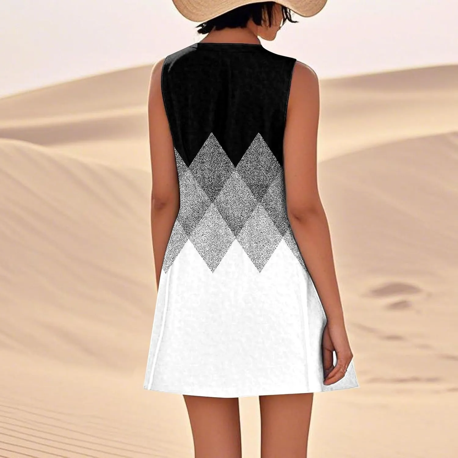 JJHAEVDY Summer Dresses for Women 2025 Loose Sleeveless Sundresses Beach U Neck T Shirt Dress Casual Tank Dress with Pockets