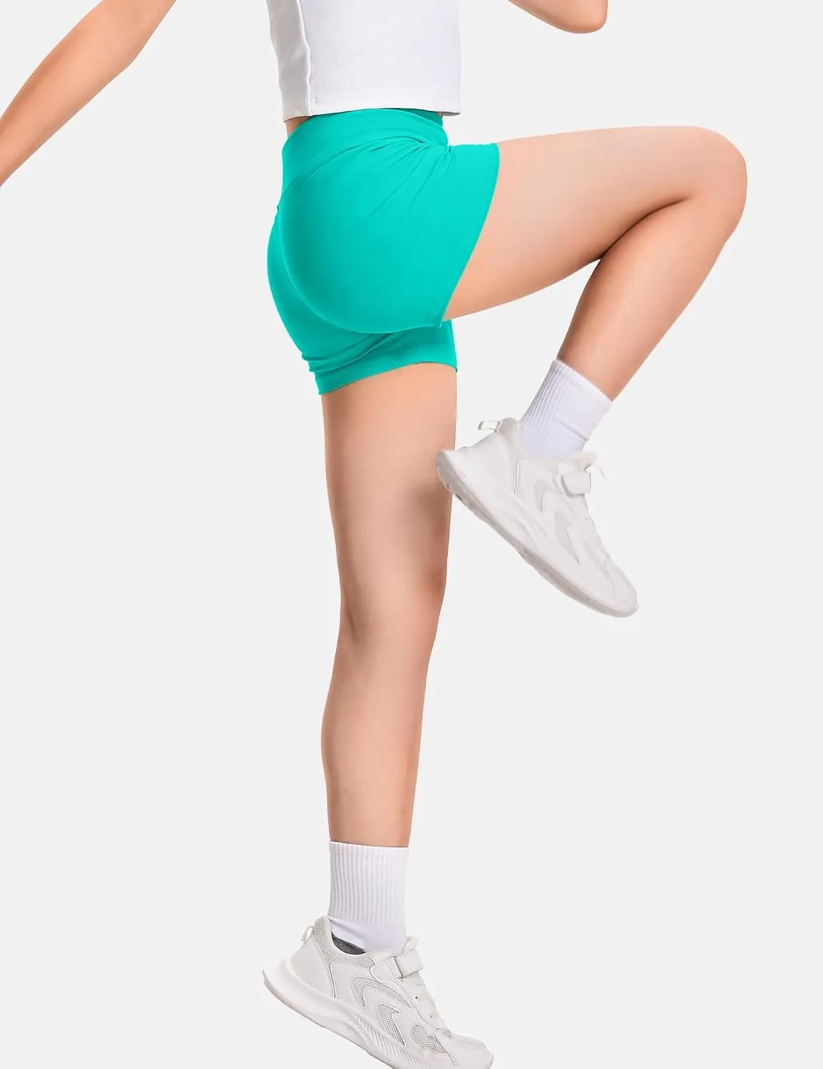 JOCMIC 3 Pack Girls Athletic Shorts Dance Gymnastics Yoga Running for Kids 4-12 Years