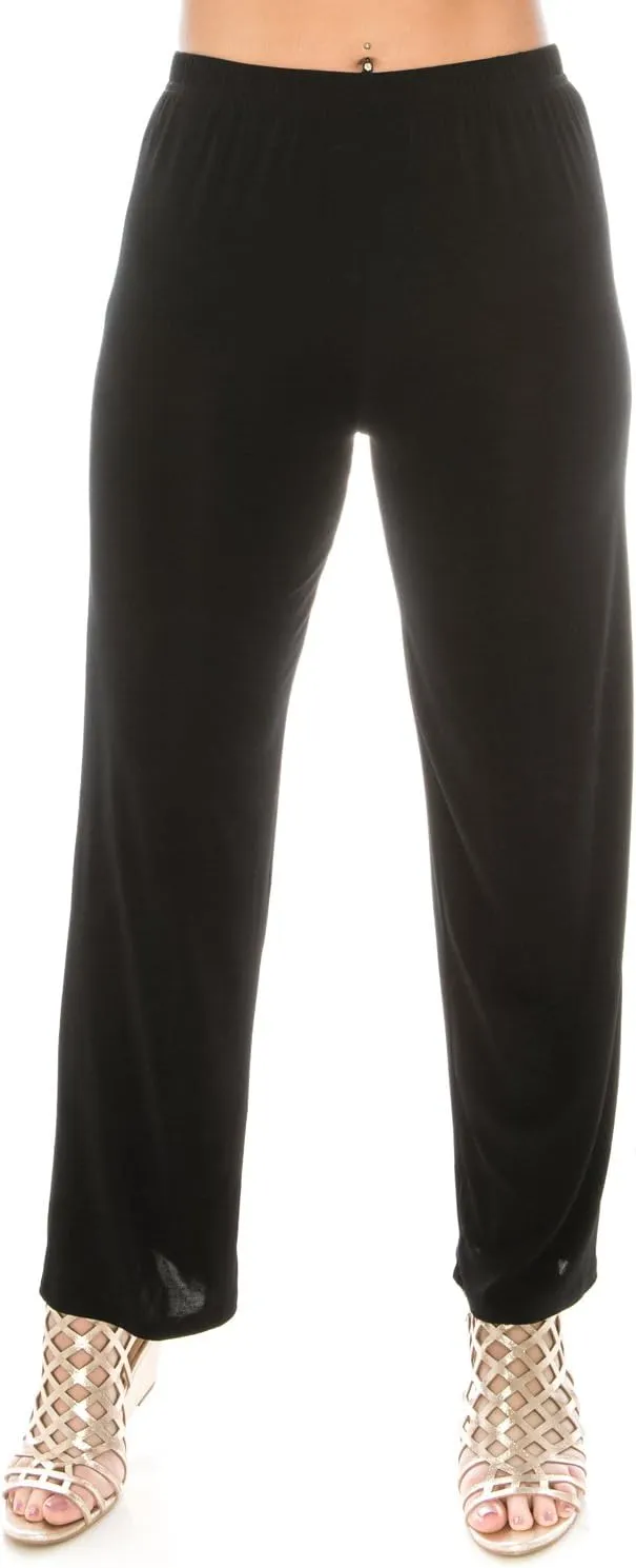Jostar Women's Elastic Waist Pants  Plus Size Pull On Stretch Basic Soft Casual Trouser