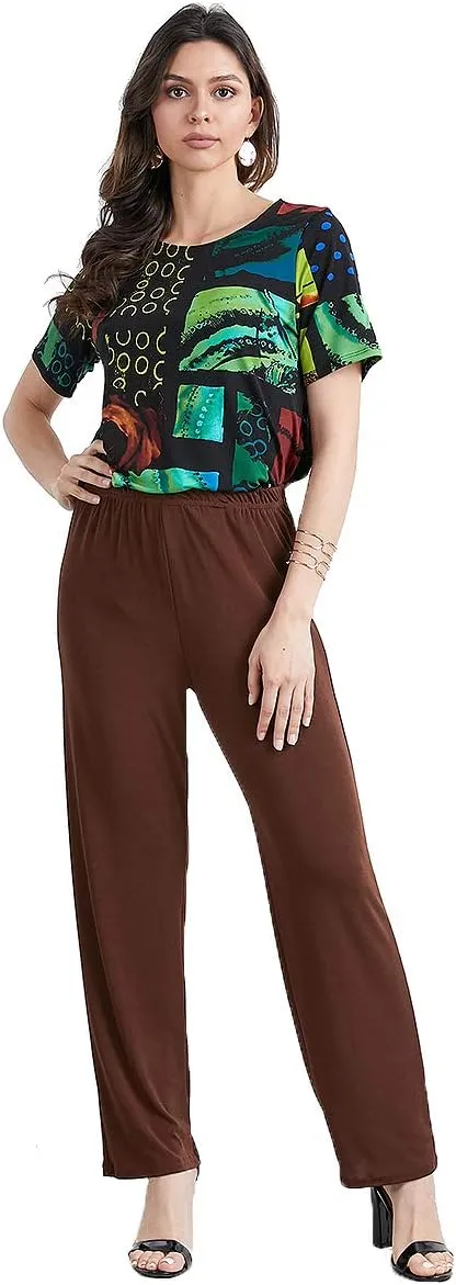 Jostar Women's Elastic Waist Pants  Pull On Stretch Basic Soft Casual Trouser