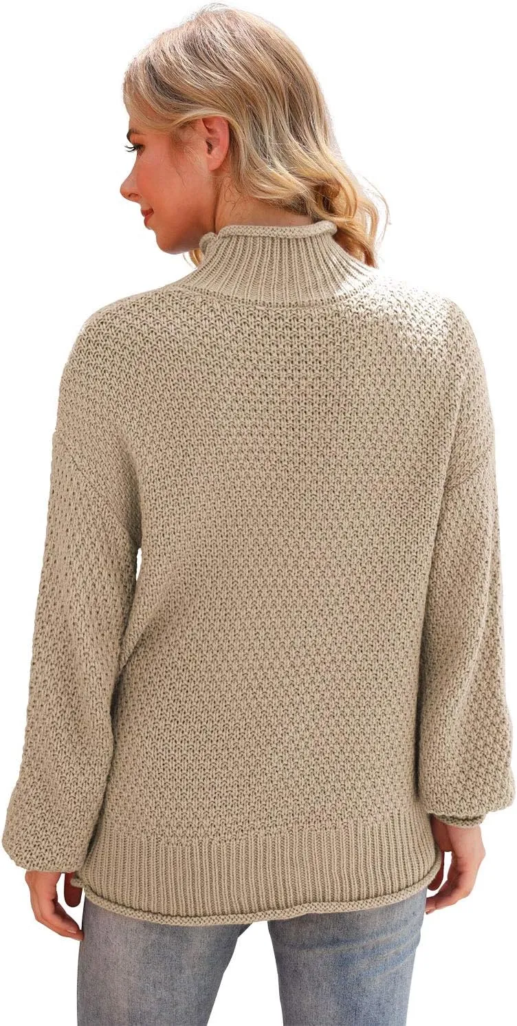 Jouica Women's Turtleneck Oversized Sweaters Batwing Long Sleeve Pullover Loose Chunky Knit Jumper
