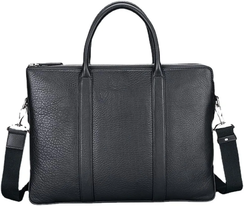 JSEIAJB Briefcase Leather Business Handbag Cow Leather Men's Bag Large Capacity Computer Bag Soft Casual