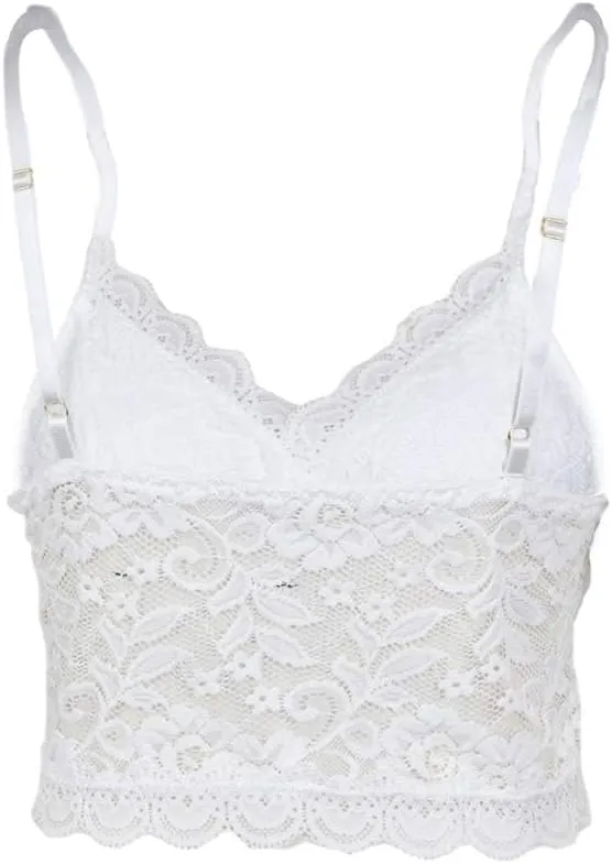 Koinshha Women's Soft Casual Lace Crochet Spaghetti Strap Cami Crop Top Camisole
